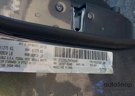 2019 Dodge Charger Scat Pack Rwd z USA, uszkodzony, nr VIN 2C3CDXGJ7KH742648